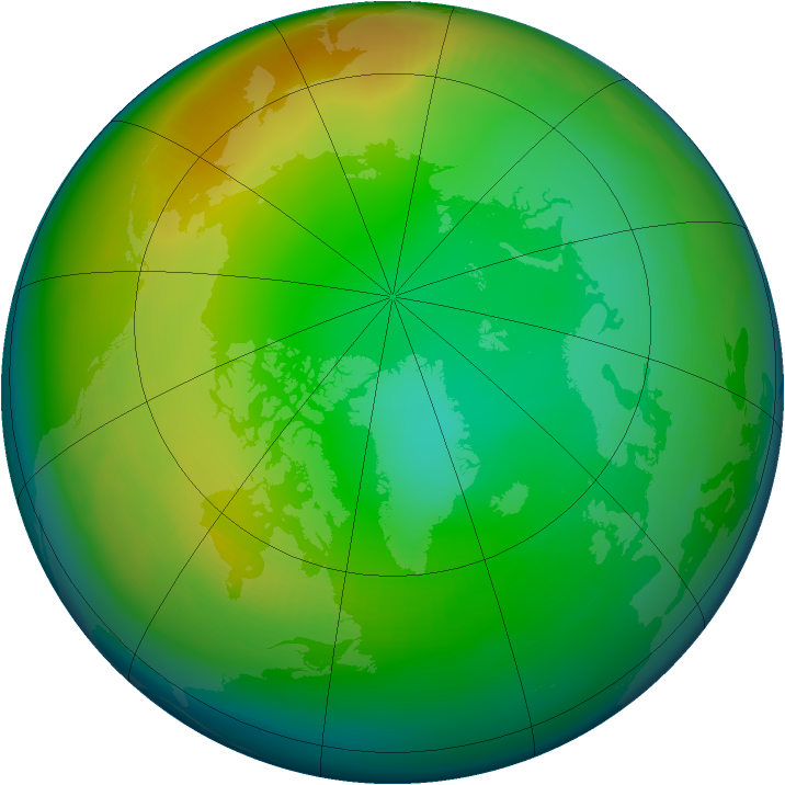 Arctic ozone map for December 1983